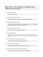 NFPA 1031 - Fire Inspector 1 Questions with 100% Correct Solutions