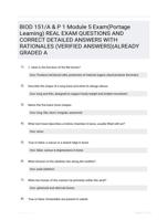 BIOD 151/A & P 1 Module 5 Exam(Portage Learning) REAL EXAM QUESTIONS AND CORRECT DETAILED ANSWERS WITH RATIONALES (VERIFIED ANSWERS)|ALREADY GRADED A 