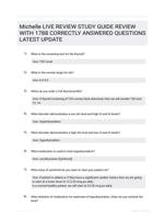 Michelle LIVE REVIEW STUDY GUIDE REVIEW WITH 1788 CORRECTLY ANSWERED QUESTIONS LATEST UPDATE