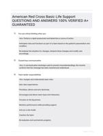 American Red Cross Basic Life Support QUESTIONS AND ANSWERS 100% VERIFIED A+ GUARANTEED