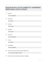 Spanish Review 3-B 35 CORRECTLY ANSWERED QUESTIONS LATEST UPDATE