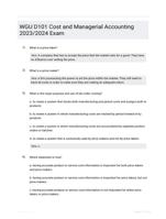 WGU D101 Cost and Managerial Accounting 2023/2024 Exam 