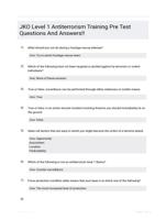 JKO Level 1 Antiterrorism Training Pre Test Questions And Answers!!