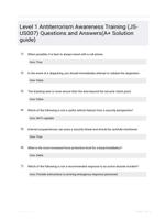 Level 1 Antiterrorism Awareness Training (JS-US007) Questions and Answers(A+ Solution guide)