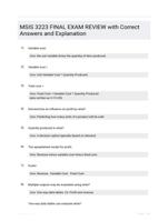 MSIS 3223 FINAL EXAM REVIEW with Correct Answers and Explanation