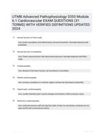 UTMB Advanced Pathophysiology 5355 Module 6.1 Cardiovascular EXAM QUESTIONS (31 TERMS) WITH VERIFIED DEFINITIONS UPDATED 2024