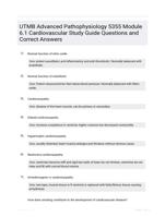 UTMB Advanced Pathophysiology 5355 Module 6.1 Cardiovascular Study Guide Questions and Correct Answers