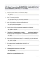 VA State Inspection QUESTIONS AND ANSWERS 100% VERIFIED A+ GUARANTEED