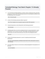 Campbell Biology Test Bank Chapter 13 EXAM QUESTIONS (64 TERMS) WITH VERIFIED DEFINITIONS UPDATED 2024