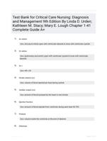 Test Bank for Critical Care Nursing: Diagnosis and Management 9th Edition By Linda D. Urden; Kathleen M. Stacy; Mary E. Lough Chapter 1-41 Complete Guide A+