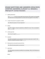 (EXAM QUESTIONS AND ANSWERS (2024/2025) (VERIFIED ANSWERS) ALREADY A+ GRADED.) Attempt #1 Correct Answers