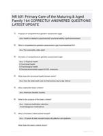 NR 601 Primary Care of the Maturing & Aged Family 164 CORRECTLY ANSWERED QUESTIONS LATEST UPDATE