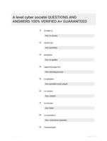 A level cyber socit QUESTIONS AND ANSWERS 100% VERIFIED A+ GUARANTEED