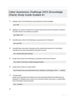 Cyber Awareness Challenge 2023 (Knowledge Check) Study Guide Graded A+