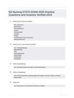 NZ Nursing STATE EXAM 2020 Practice Questions and Answers Verified  2024