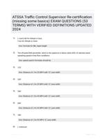 ATSSA Traffic Control Supervisor Re-certification (missing some basics) EXAM QUESTIONS (53 TERMS) WITH VERIFIED DEFINITIONS UPDATED 2024