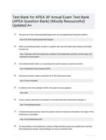 Test Bank for APEA 3P Actual Exam Test Bank (APEA Question Bank) (Mostly Resourceful) Updated A+