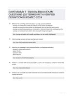 Everfi Module 1 - Banking Basics EXAM QUESTIONS (20 TERMS) WITH VERIFIED DEFINITIONS UPDATED 2024