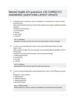 Mental Health ATI questions 135 CORRECTLY ANSWERED QUESTIONS LATEST UPDATE