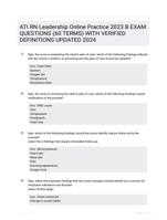 ATI RN Leadership Online Practice 2023 B EXAM QUESTIONS (60 TERMS) WITH VERIFIED DEFINITIONS UPDATED 2024