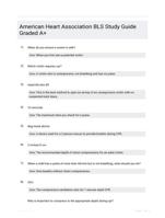 American Heart Association BLS Study Guide Questions and Correct Answers