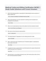 Medical Coding and Billing Certification (MCBC ) Study Guide Questions and Correct Answers