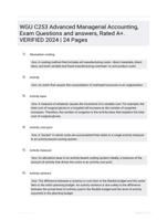 WGU C253 Advanced Managerial Accounting, Exam Questions and answers, Rated A+. VERIFIED 2024 | 24 Pages