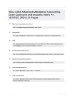 WGU C253 Advanced Managerial Accounting, Exam Questions and answers, Rated A+. VERIFIED 2024 | 24 Pages