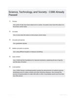 Science, Technology, and Society - C388 Study Guide Rated A+