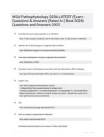 WGU Pathophysiology D236 LATEST (Exam - Questions & Answers (Rated A+) Best 2024) Questions and Answers 2023