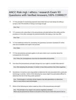 ANCC Risk mgt / ethics / research Exam 93 Questions with Verified Answers,100% CORRECT