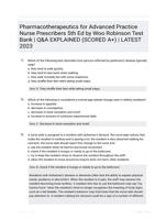 Pharmacotherapeutics for Advanced Practice Nurse Prescribers 5th Ed by Woo Robinson Test Bank | Q&A EXPLAINED (SCORED A+) | LATEST 2023