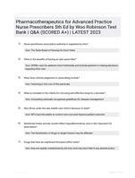 Pharmacotherapeutics for Advanced Practice Nurse Prescribers 5th Ed by Woo Robinson Test Bank - QUESTIONS & ANSWERS (RATED A+) BEST 2023