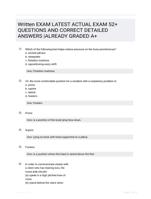 Written EXAM LATEST  ACTUAL EXAM 52+ QUESTIONS AND CORRECT DETAILED ANSWERS  |ALREADY GRADED A+