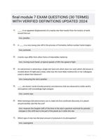 final module 7 EXAM QUESTIONS (30 TERMS) WITH VERIFIED DEFINITIONS UPDATED 2024