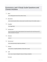 Economics, part II Study Guide Questions and Correct Answers