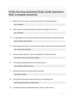 HOSA Nursing Assisting Study Guide Questions With Complete Solutions