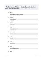 HFL Semester 2 Vocab Study Guide Questions and Correct Answers