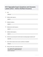 HCV Specialist Exam Questions and Answers Latest (2023 / 2024) (Verified Answers)