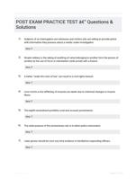 POST EXAM PRACTICE TEST Study Guide Questions with Solutions 2024