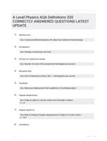 A Level Physics AQA Definitions 320 CORRECTLY ANSWERED QUESTIONS LATEST UPDATE