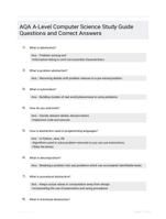 AQA A-Level Computer Science Study Guide Questions and Correct Answers