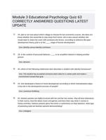 Module 3 Educational Psychology Quiz 63 CORRECTLY ANSWERED QUESTIONS LATEST UPDATE