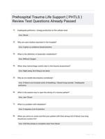 Prehospital Trauma Life Support ( PHTLS ) Review Test Questions Already Passed