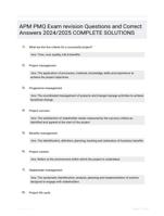 APM PMQ Exam revision Questions and Correct Answers  2024/2025 COMPLETE SOLUTIONS