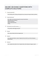 ASU BIO 182 EXAM 2 QUESTIONS WITH COMPLETE SOLUTIONS