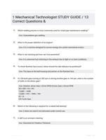 1 Mechanical Technologist STUDY GUIDE / 13 Correct Questions &