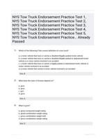 NYS Tow Truck Endorsement Practice Test 1, NYS Tow Truck Endorsement Practice Test 2, NYS Tow Truck Endorsement Practice Test 3, NYS Tow Truck Endorsement Practice Test 4, NYS Tow Truck Endorsement Practice Test 5, NYS Tow Truck Endorsement Practice Already Passed