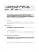 ATI Fundamentals for Nursing ATI EXAM QUESTIONS (651 TERMS) WITH VERIFIED DEFINITIONS UPDATED 2024