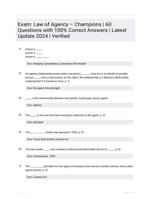 Exam: Law of Agency  Champions | 60 Questions with 100% Correct Answers | Latest Update 2024 | Verified